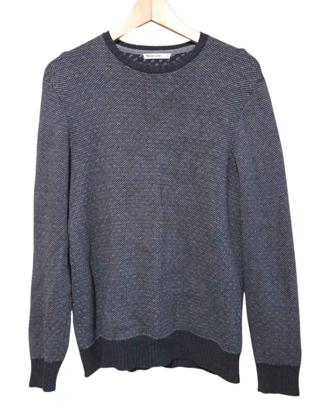 Marine Layer Men's Dark Gray Textured Crewneck Sweater